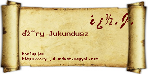 Őry Jukundusz névjegykártya